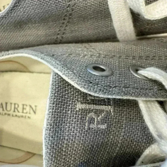 Ralph Lauren flax linen sneakers “Jolie” light gray size 9.5 NEW - Picture 4 of 8